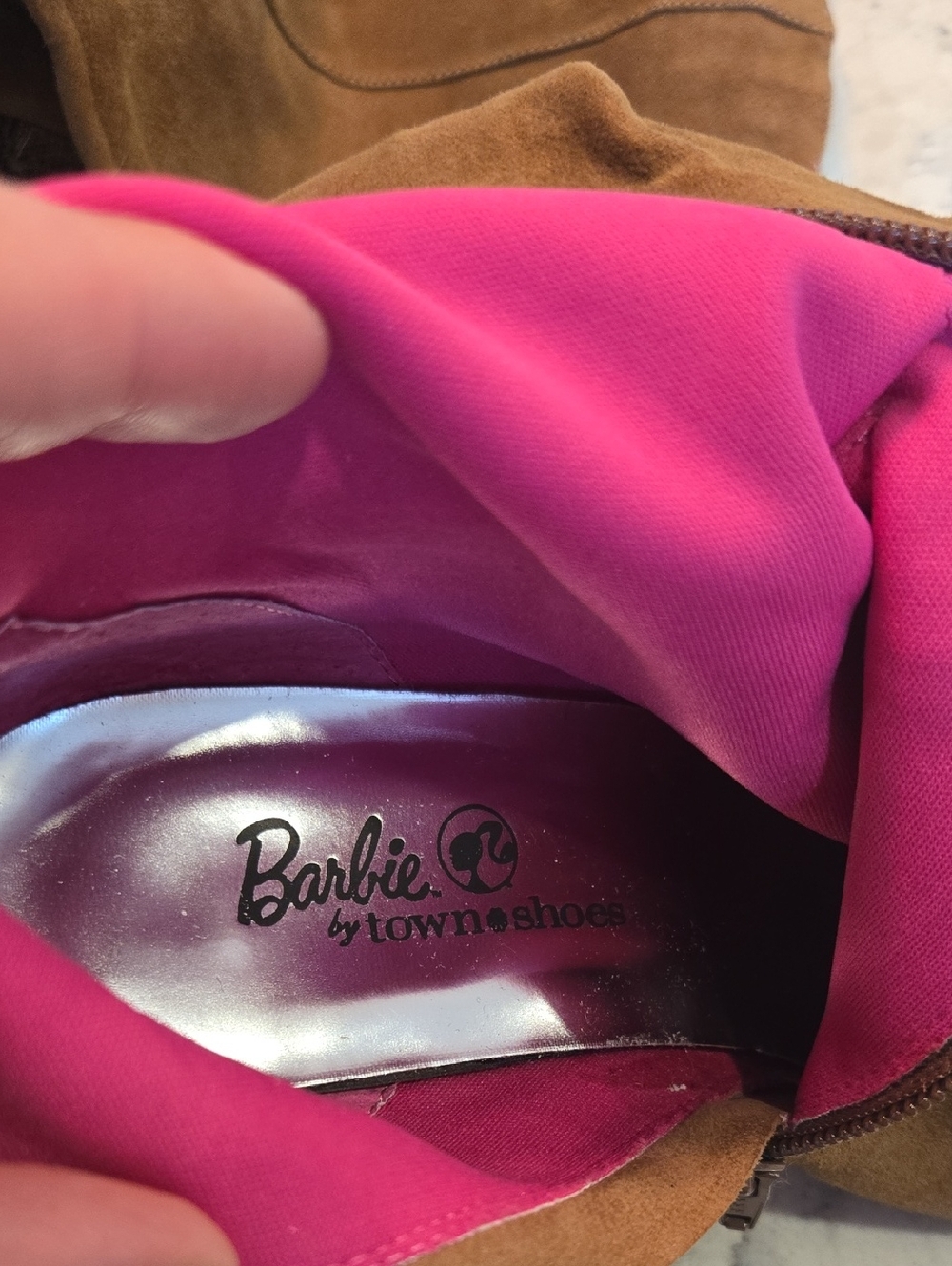 RARE Y2K Barbie x Town Shoes 50th Anniversary Suede Snakeskin Wedge Boots 6.5 - Picture 5 of 11